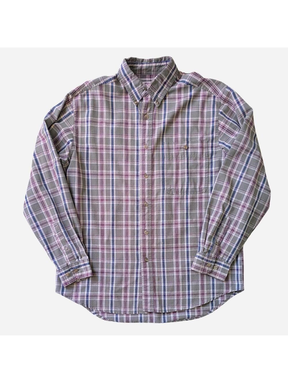 1990s Wrangler Plaid Cotton Button Down Long Sleeve Shirt Size XL